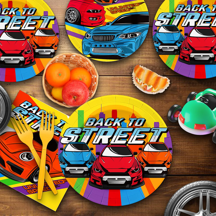 96 Pcs Car Party Plates Disposable Dinnerware Sets SCIONE