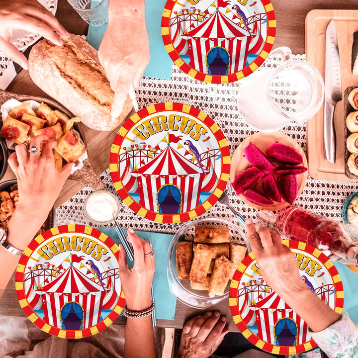 96 Pcs Circus Carnival Paper Plates Disposable Dinnerware Sets SCIONE