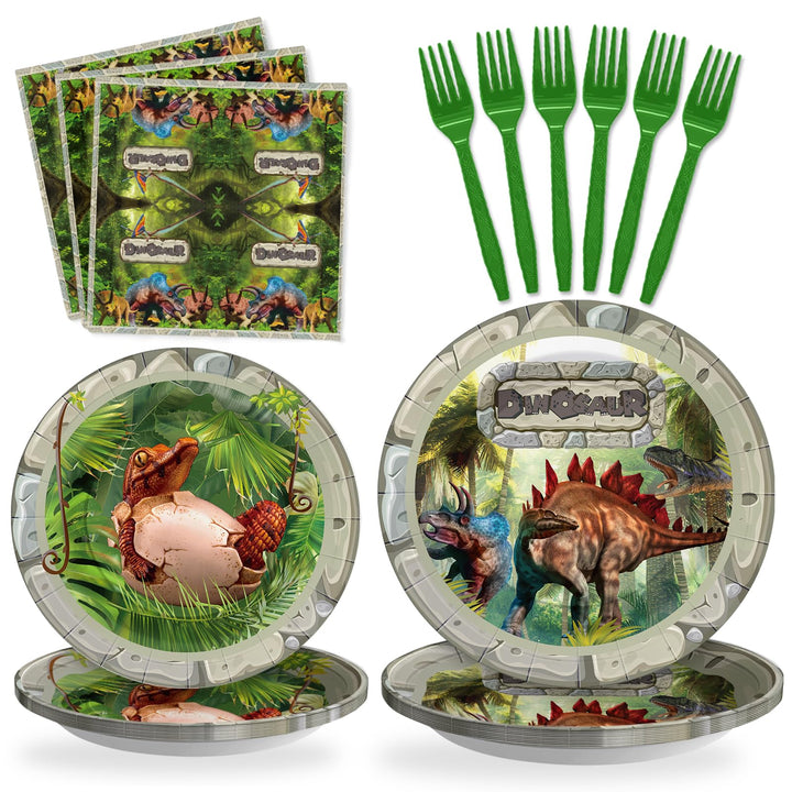 96 Pcs Dinosaurs Party Plates Disposable Dinnerware Sets SCIONE