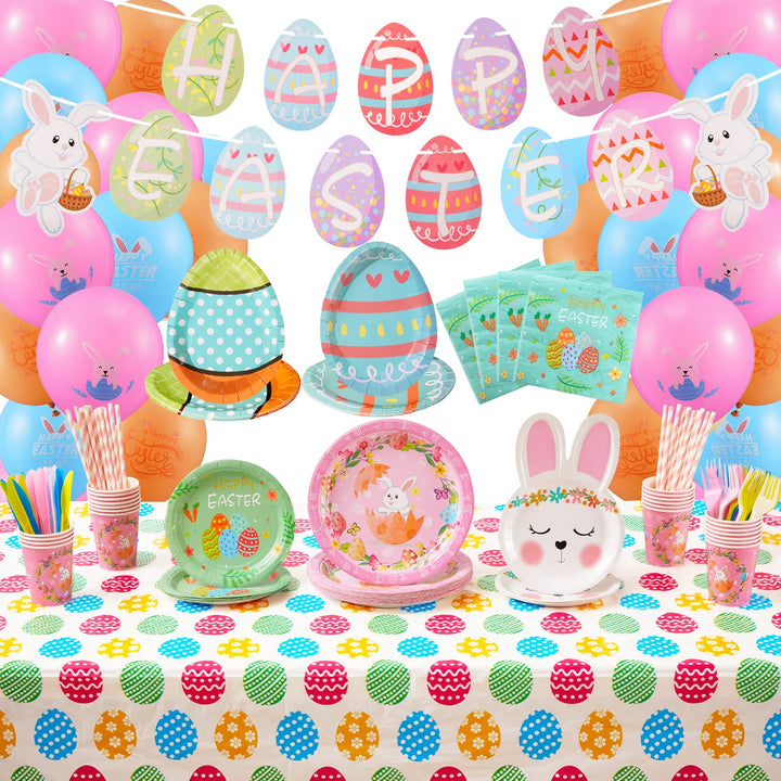 162 Pcs Easter Paper Plates Disposable Dinnerware Sets SCIONE