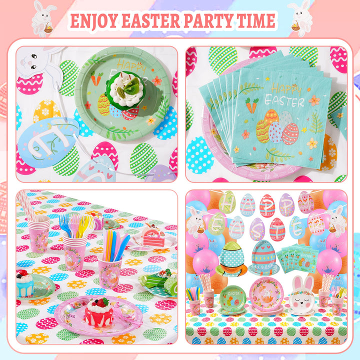 162 Pcs Easter Paper Plates Disposable Dinnerware Sets SCIONE