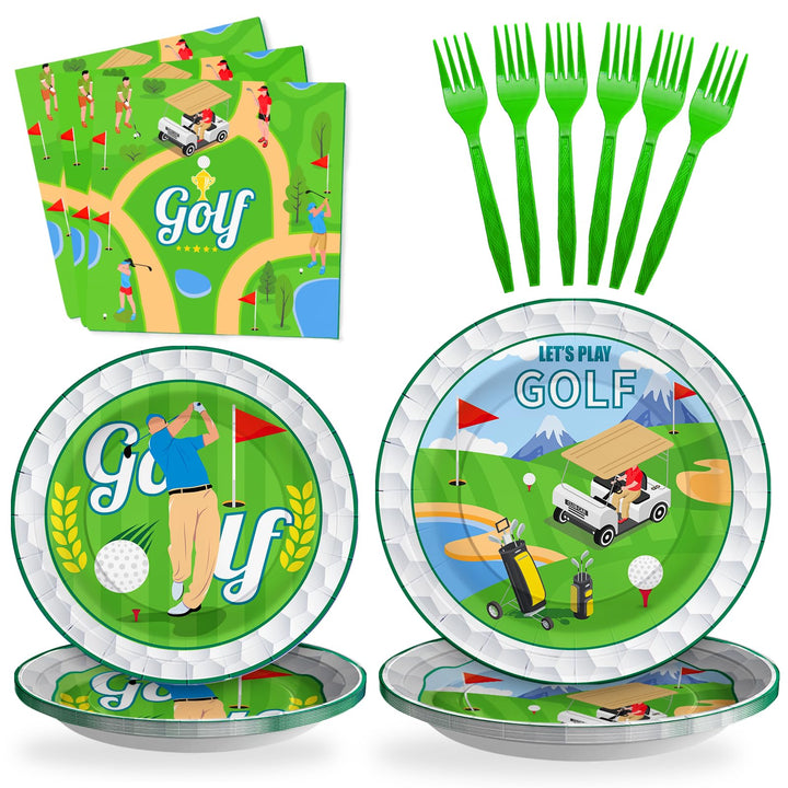 96 Pcs Golf Party Plates Disposable Tableware SCIONE