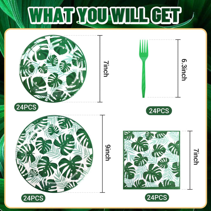 96 Pcs Green Paper Plates Disposable Dinnerware Sets SCIONE