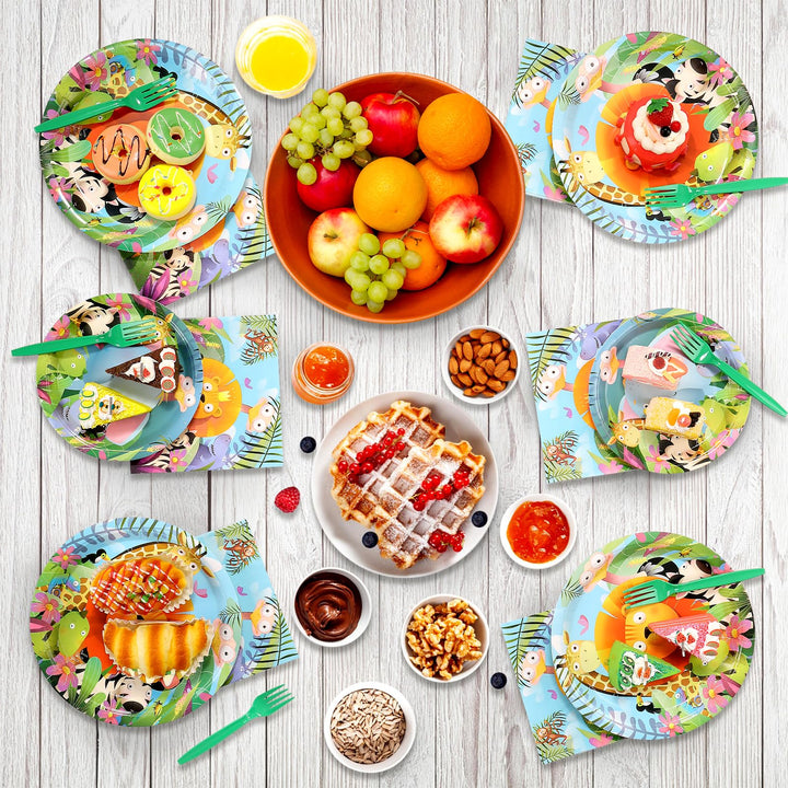 96 Pcs Jungle Party Supplies with Tableware Set SCIONE