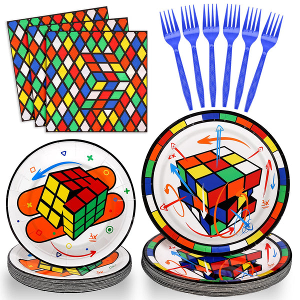 96 Pcs Magic Cube Party Supplies with Tableware Set SCIONE