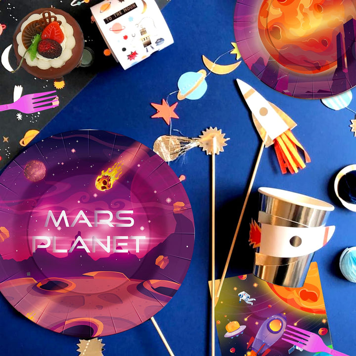 96 Pcs Mars Planet Party Plates Disposable Tableware SCIONE