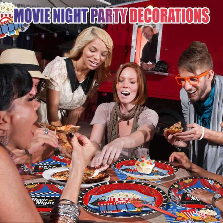 96 Pcs Movie Night Party Plates Disposable Tableware SCIONE