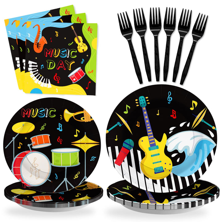 96 Pcs Music Night Party Plates Disposable Tableware SCIONE