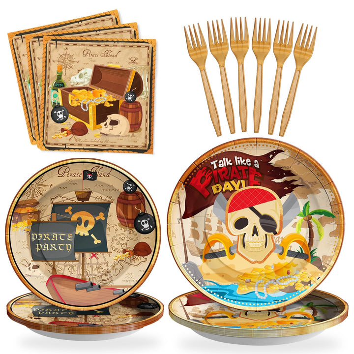 96 Pcs Pirate Paper Plates Disposable Dinnerware Sets SCIONE