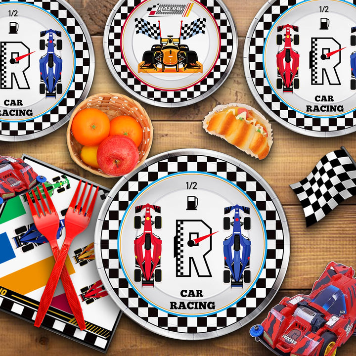 96 Pcs Racing Car Parper Plates Disposable Dinnerware Sets SCIONE