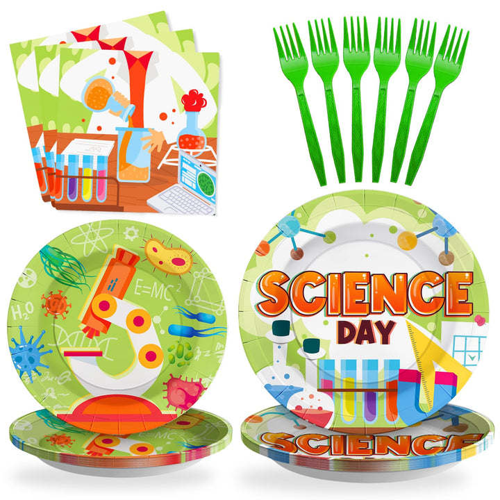 96 Pcs Scientist Theme Party Plates and Napkins Disposable Tableware SCIONE