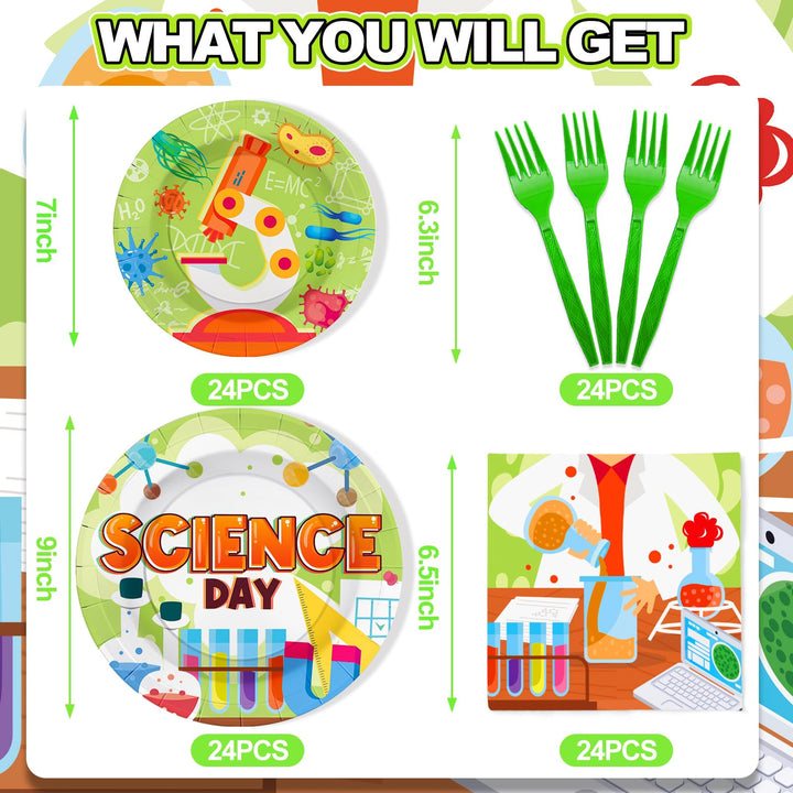 96 Pcs Scientist Theme Party Plates and Napkins Disposable Tableware SCIONE