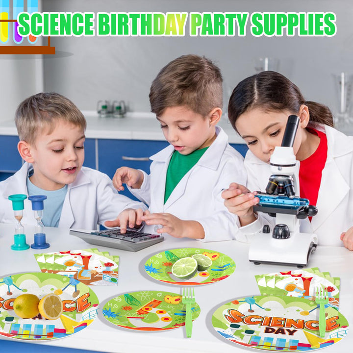 96 Pcs Scientist Theme Party Plates and Napkins Disposable Tableware SCIONE