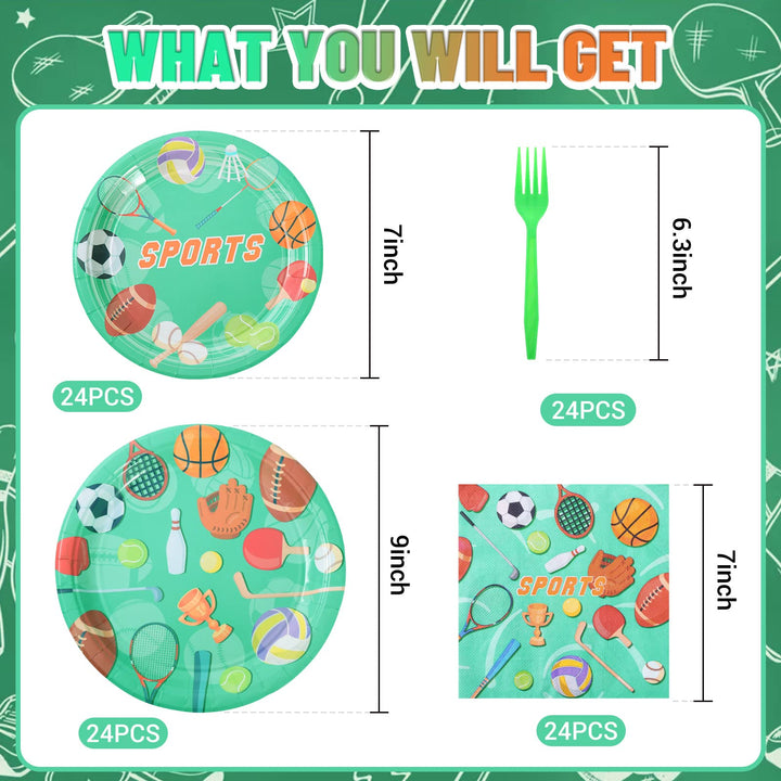 96 Pcs Soccer Party Plates Disposable Dinnerware Sets SCIONE