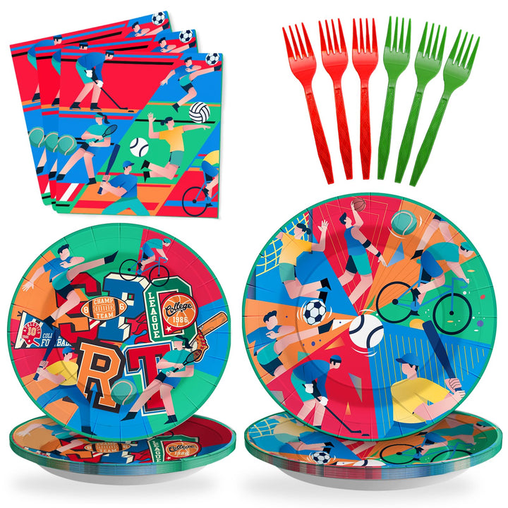 96 Pcs Sport Party Plates Disposable Tableware SCIONE