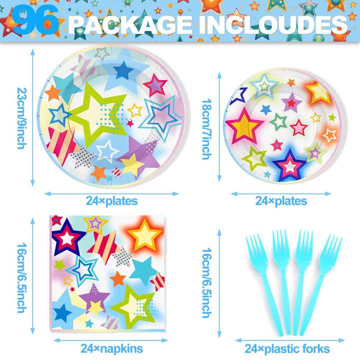 96 Pcs Star Party Plates Disposable Dinnerware Sets SCIONE