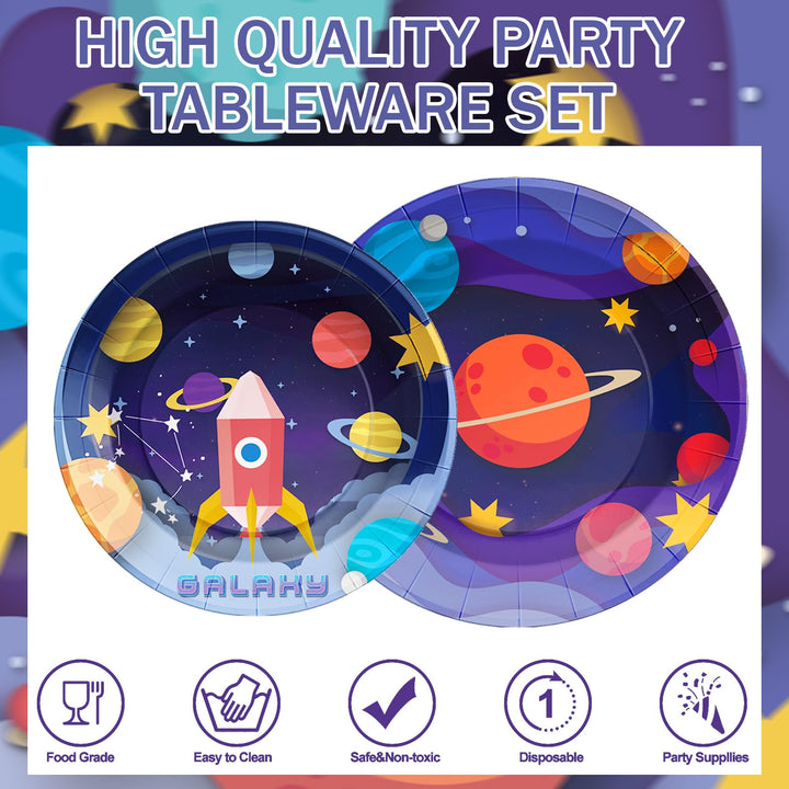 96 Pcs Star Sky Paper Plates Disposable Dinnerware Sets SCIONE