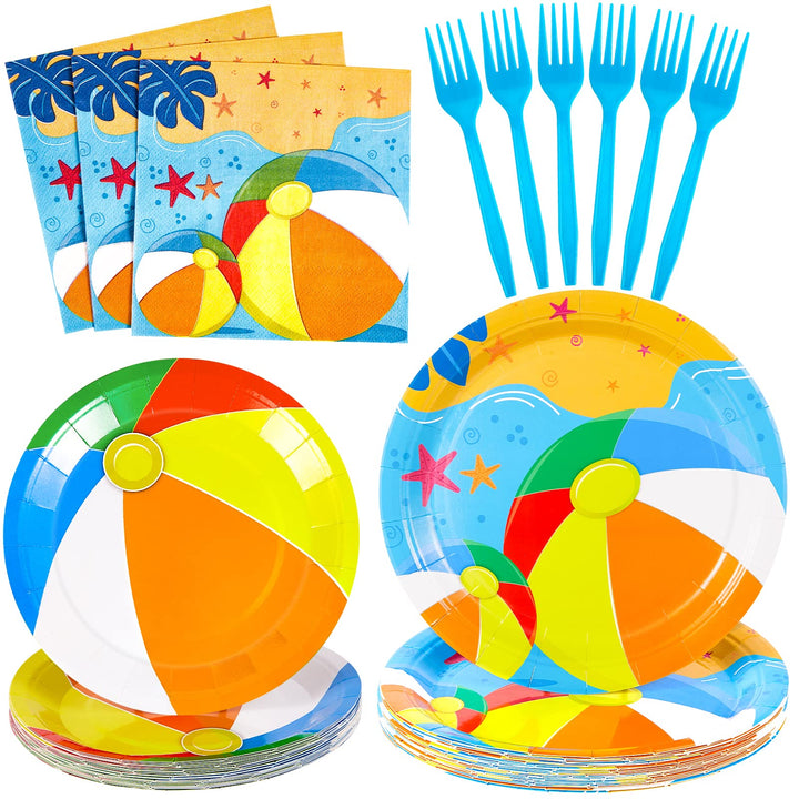 96 Pcs Summer Pool Party Plates Disposable Tableware SCIONE