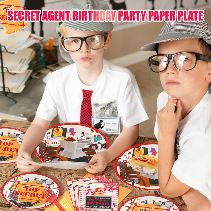 96 Pcs Top Secret Paper Plates Disposable Dinnerware Sets SCIONE