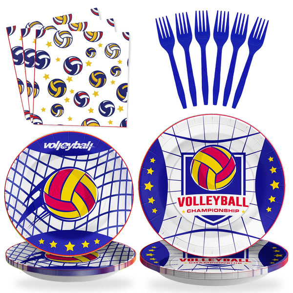 96 Pcs Volleyball Party Plates Disposable Tableware SCIONE