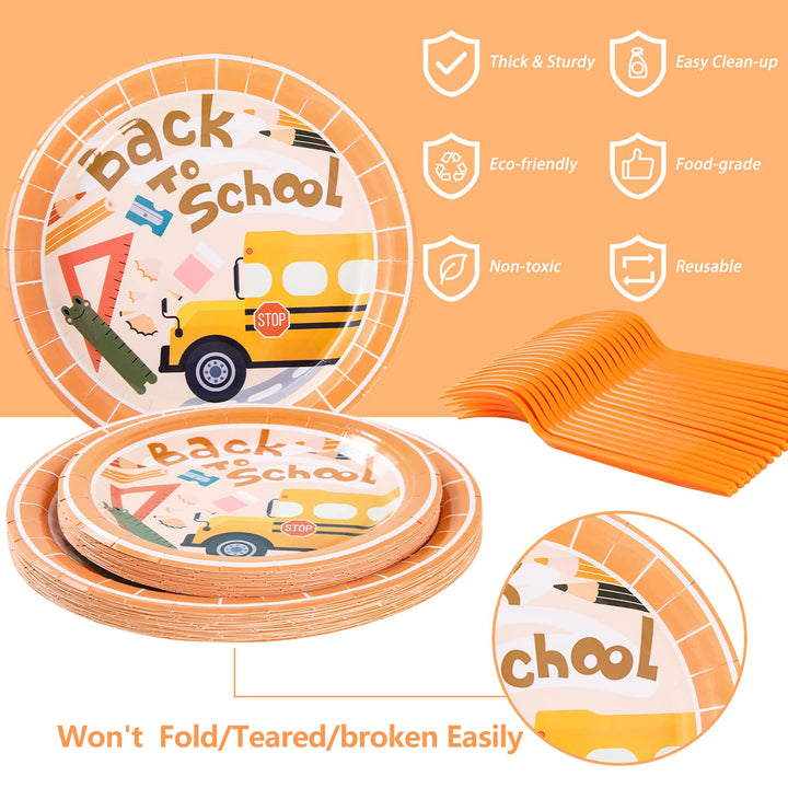 96 Pcs Back to school Party Plates Disposable Tableware SCIONE