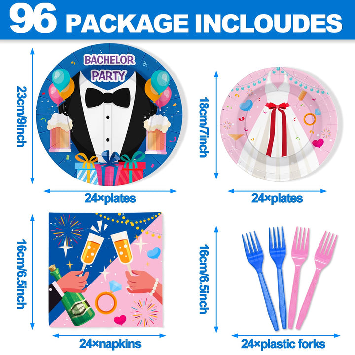 96 Pcs Bachelorette Party Plates Disposable Dinnerware Sets SCIONE