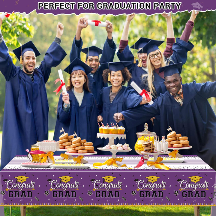 99 Pcs Graduation Party Plates Disposable Tableware - Purple SCIONE