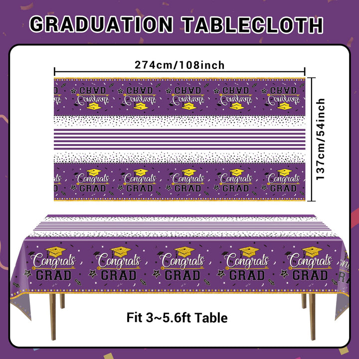 99 Pcs Graduation Party Plates Disposable Tableware - Purple SCIONE