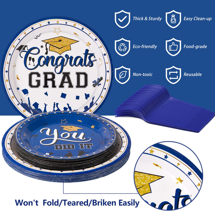 122 Pcs Graduation Plates and Napkins-Blue SCIONE