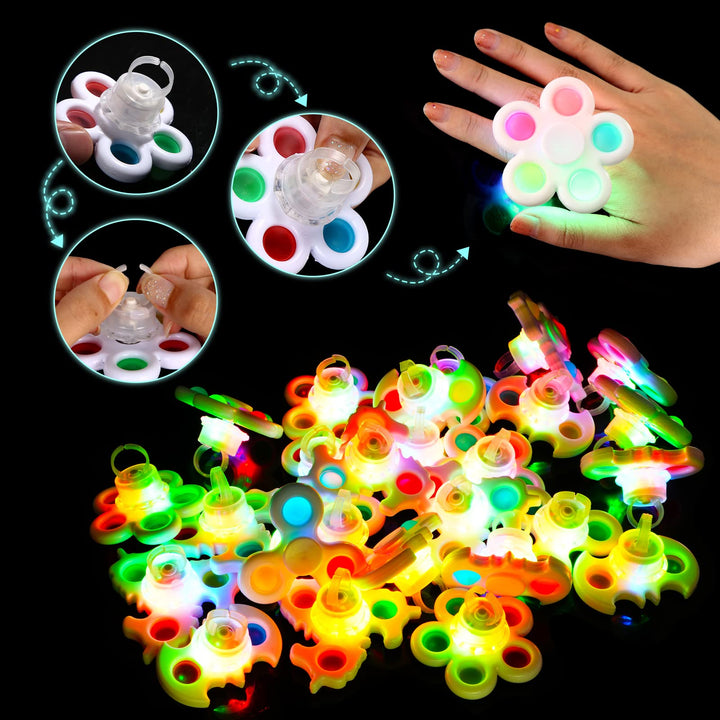 16 Pcs Pop Spinners Glow Party Favors Light Up Rings SCIONE