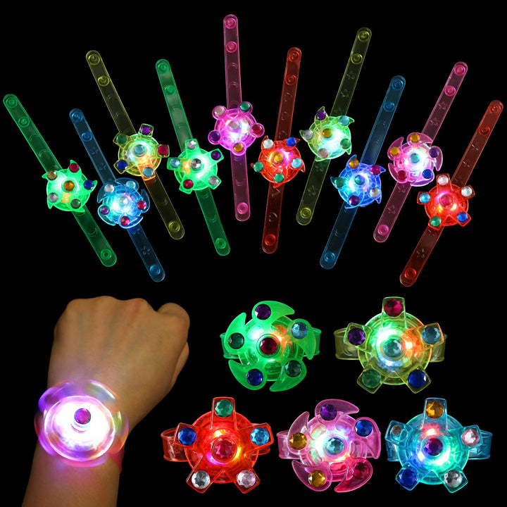 24 Pack LED Light Up Fidget Spinner Bracelets Party Favors SCIONE