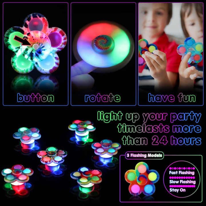 24 Pcs Party Gifts for Kids LED Fidget Spinners Bulk SCIONE