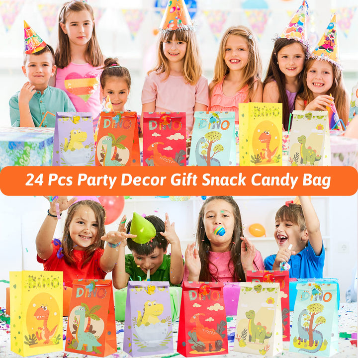 24 pcs Paper Party Favor Goody Bags-Dinosaur bag SCIONE