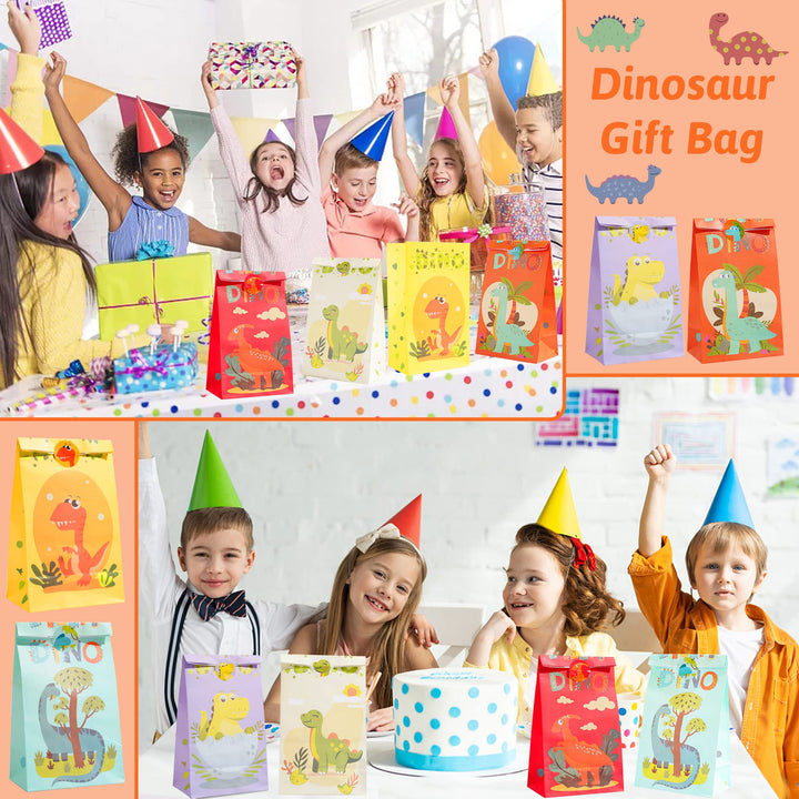 24 pcs Paper Party Favor Goody Bags-Dinosaur bag SCIONE