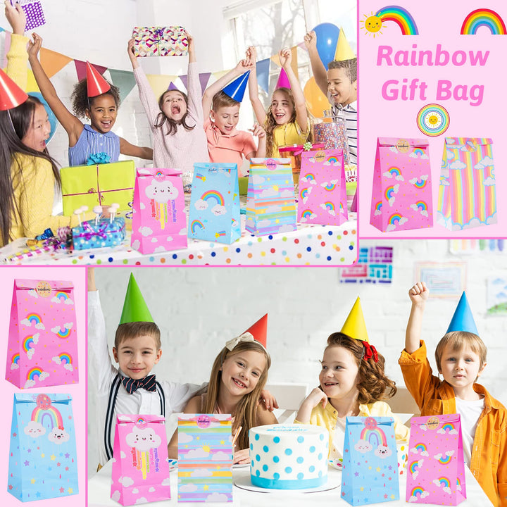 24 pcs Paper Party Favor Goody Bags-Rainbow bag SCIONE