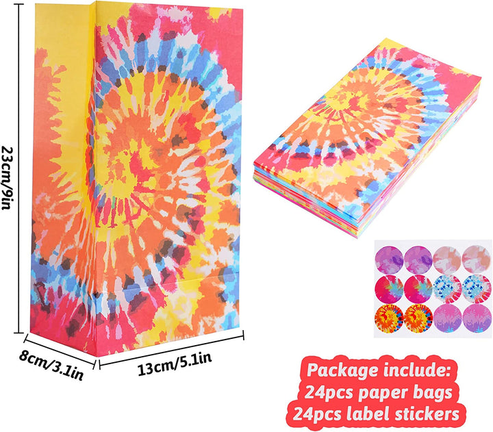 24 pcs Paper Party Favor Goody Bags-Tie Dye bag SCIONE