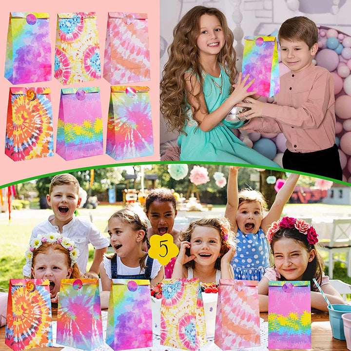 24 pcs Paper Party Favor Goody Bags-Tie Dye bag SCIONE