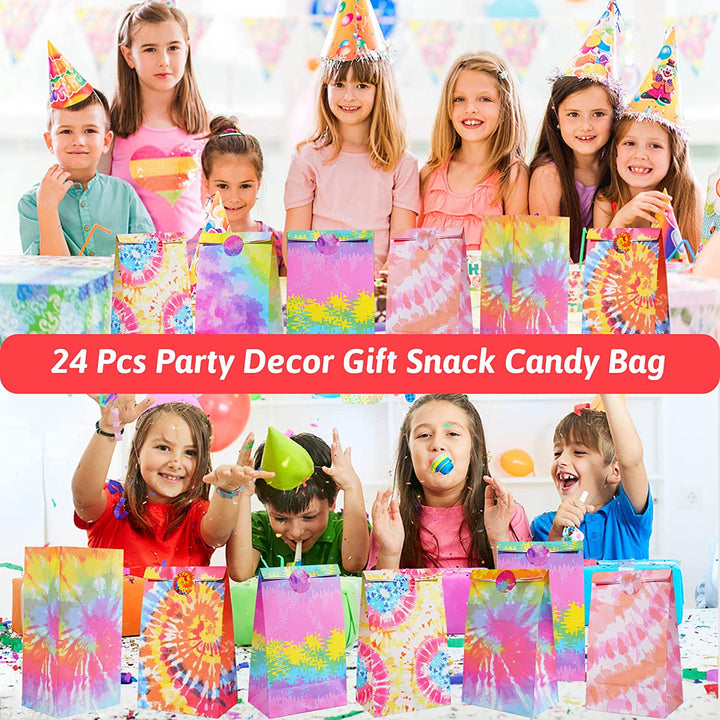 24 pcs Paper Party Favor Goody Bags-Tie Dye bag SCIONE