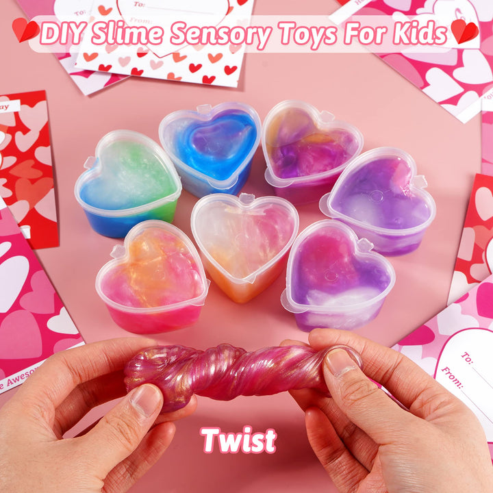 28 Pack Valentines Gift Cards with Heart Galaxy Slime SCIONE