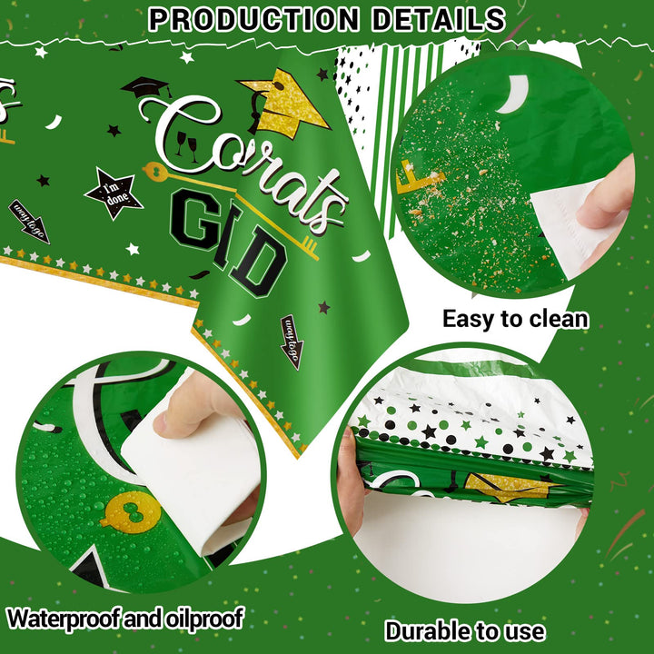 3 Pcs Tablecover Graduation Party Supplies-Green SCIONE