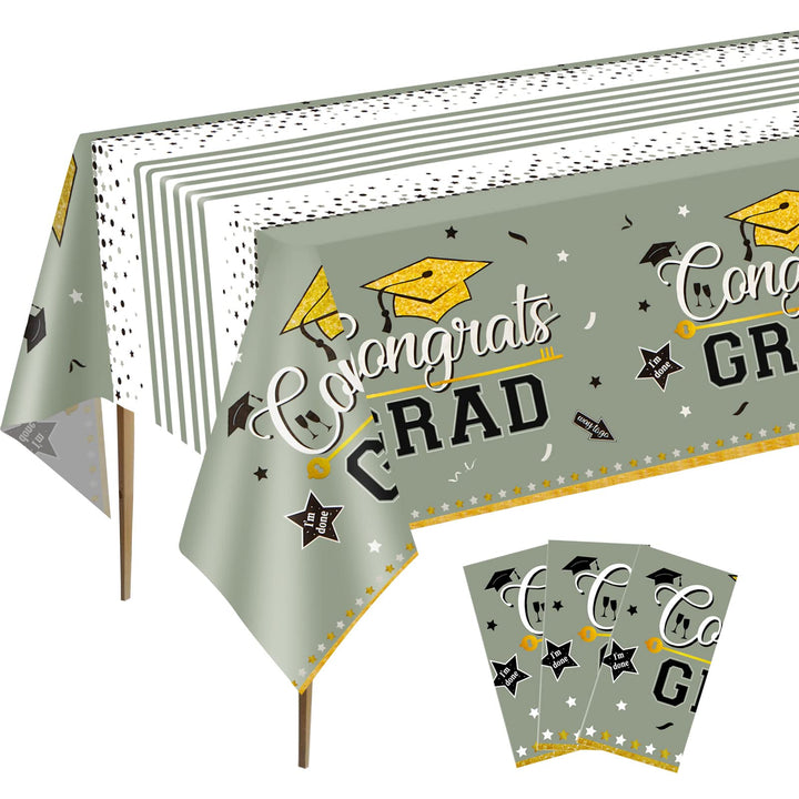 3 Pcs Tablecover Graduation Party Supplies-Grey SCIONE