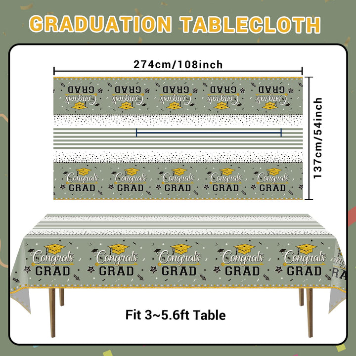 3 Pcs Tablecover Graduation Party Supplies-Grey SCIONE