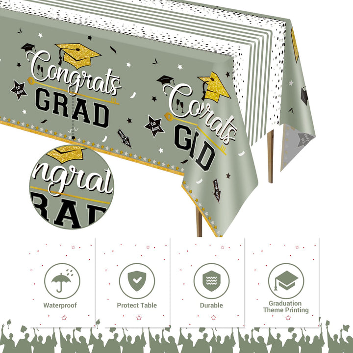 3 Pcs Tablecover Graduation Party Supplies-Grey SCIONE