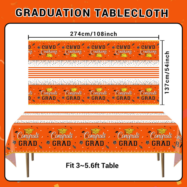 3 Pcs Tablecover Graduation Party Supplies-Orange SCIONE