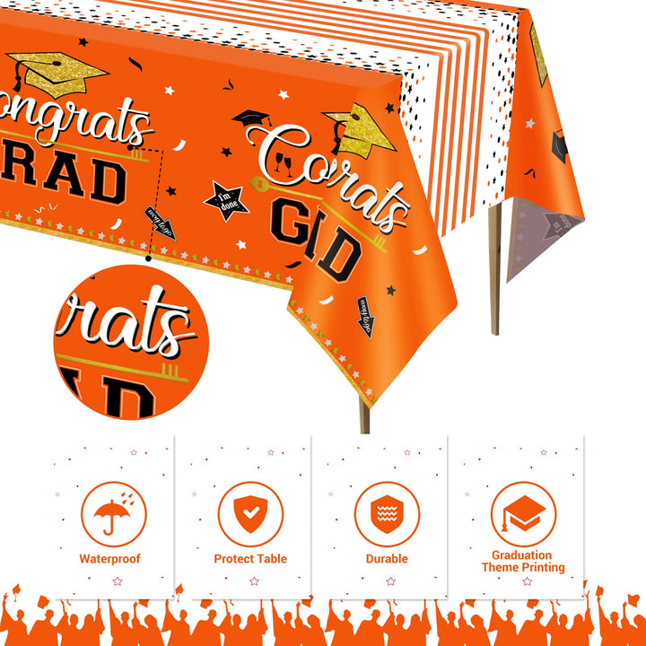 3 Pcs Tablecover Graduation Party Supplies-Orange SCIONE