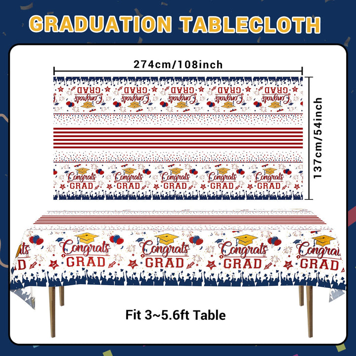 3 Pcs Tablecover Graduation Party Supplies-Red Blue SCIONE