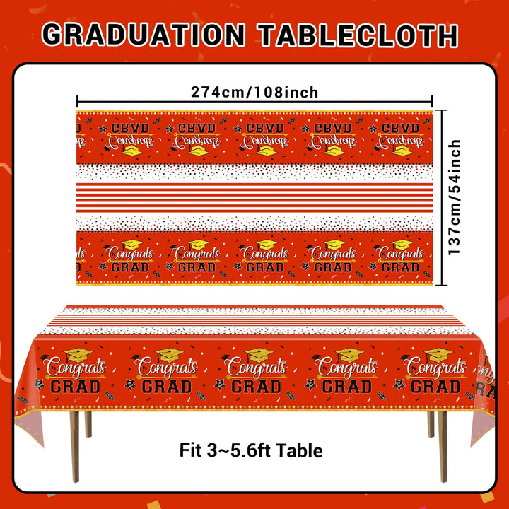 3 Pcs Tablecover Graduation Party Supplies-Red SCIONE