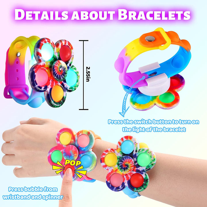 LED Bubble Spinner Bracelet Tie Dye 12 PACK SCIONE