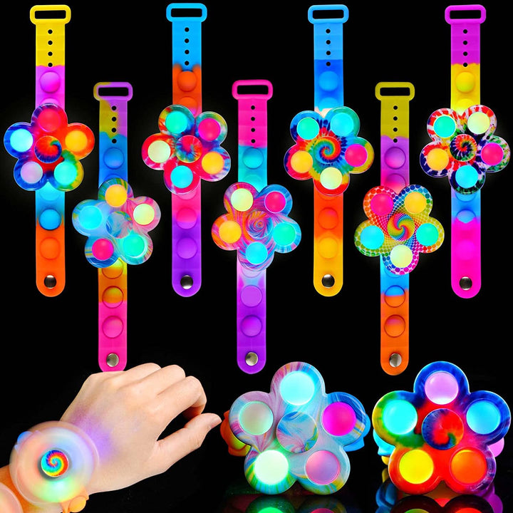 LED Bubble Spinner Bracelet Tie Dye 12 PACK SCIONE