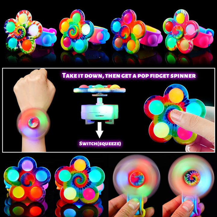 LED Bubble Spinner Bracelet Tie Dye 12 PACK SCIONE
